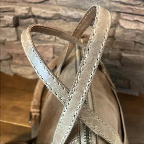 Frye Melissa Double Handle Satchel -BEIGE- Distressed Leather $348